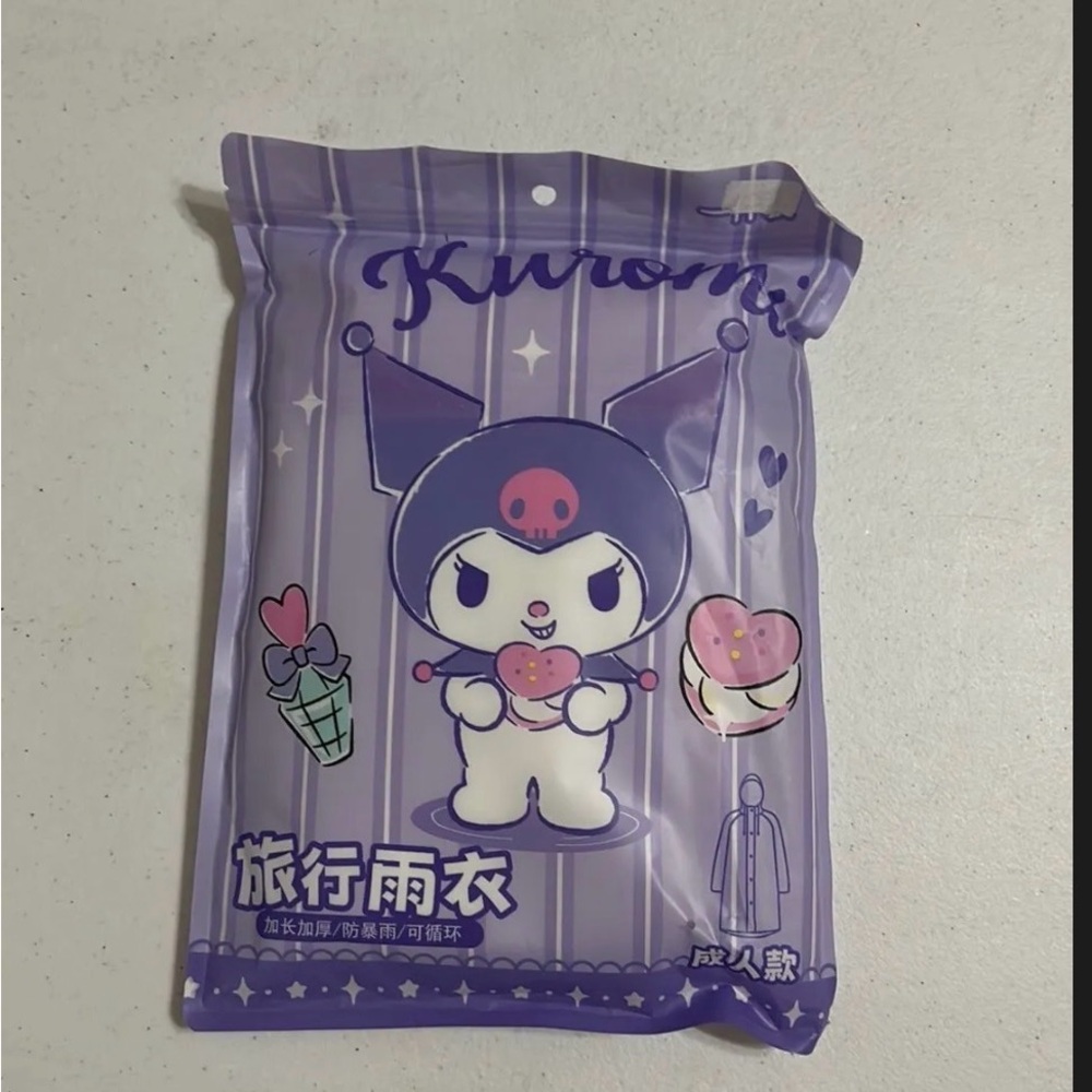 Sanrio Kuromi Rain Poncho Waterproof Hooded Raincoat Kawaii Festival Travel